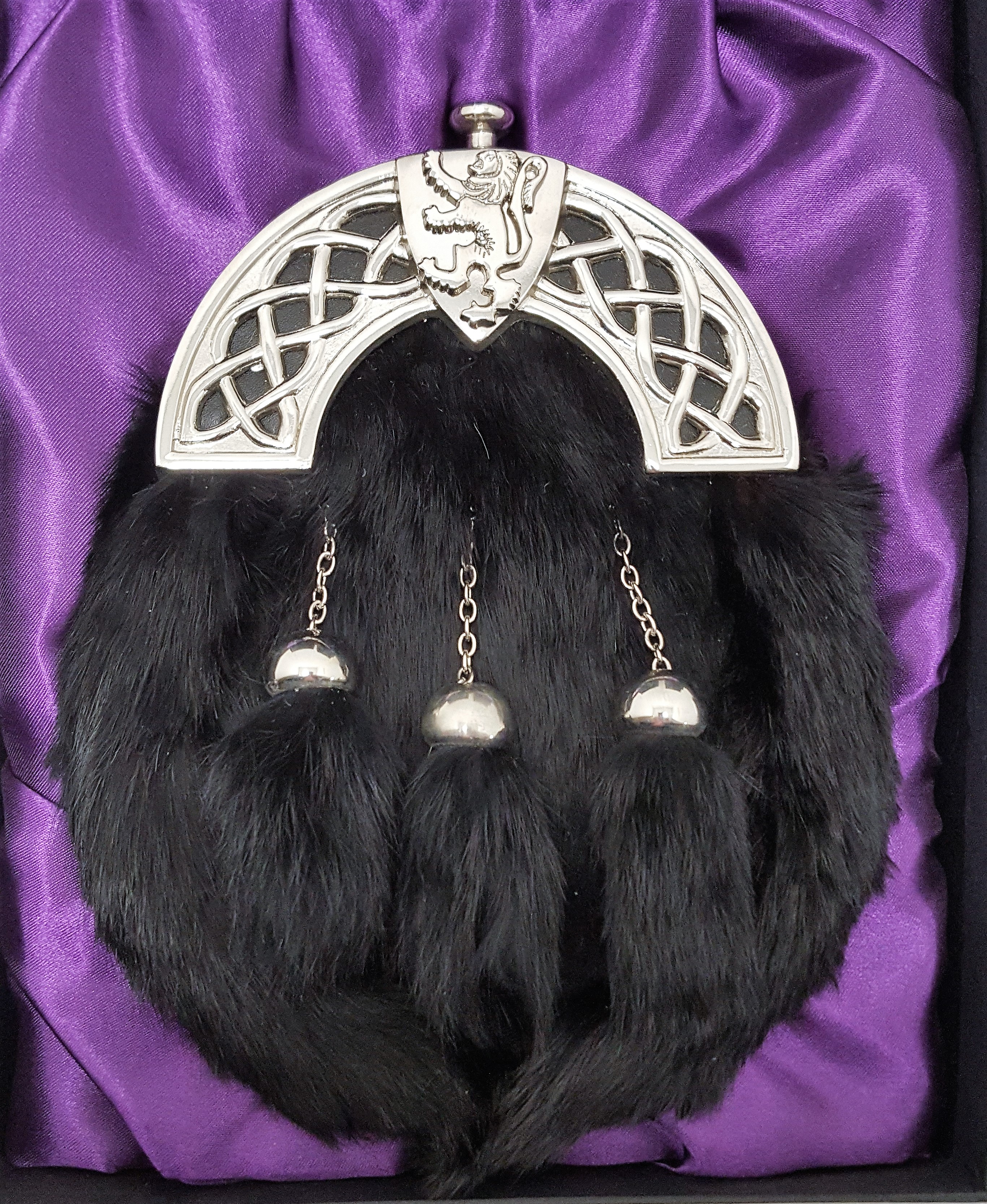 New Chrome Celtic Shield Black Rabbit Sporran 3 New Chrome Celtic Shield Black Rabbit Sporran