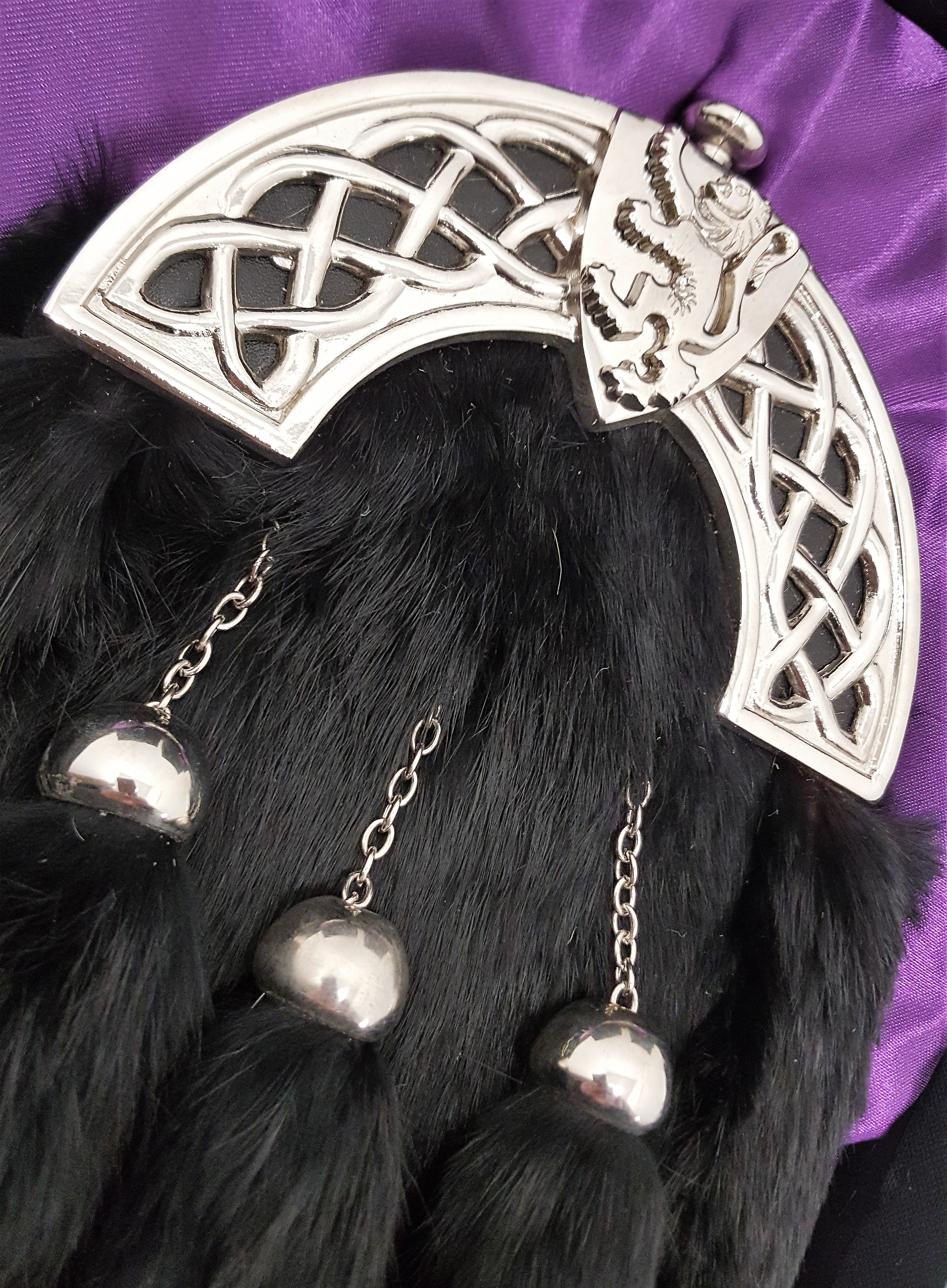 New Chrome Celtic Shield Black Rabbit Sporran 2 New Chrome Celtic Shield Black Rabbit Sporran